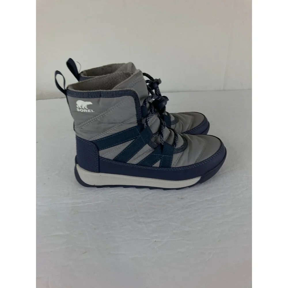 Sorel Kids Boys Girls Sz 13 Gray Navy Blue Waterproof Insulated Snow Boots